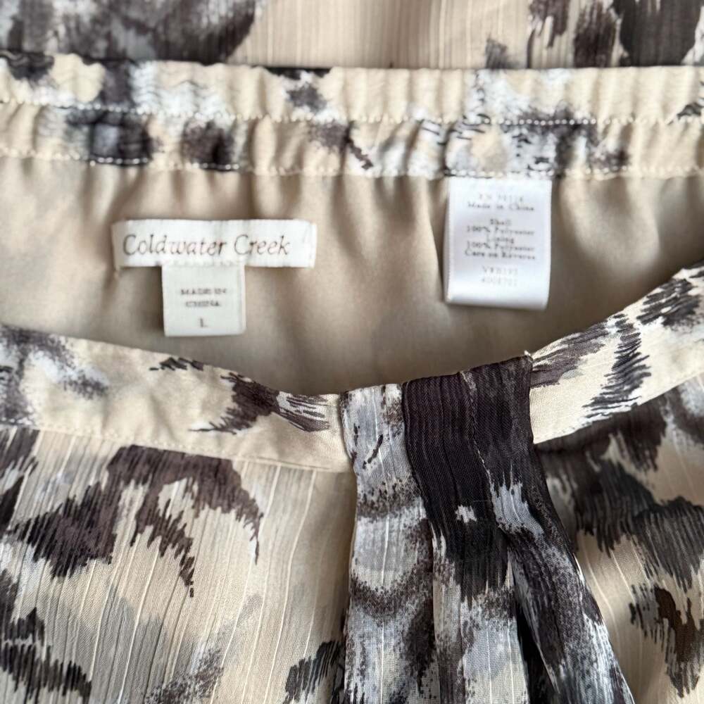 Coldwater Creek Gray and Black Floral Print Mesh Overlay Midi Skirt - Picture 3 of 5